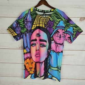 Vibrant Wizard Of Oz Trippy Festival Graphic T-Shirt - Large